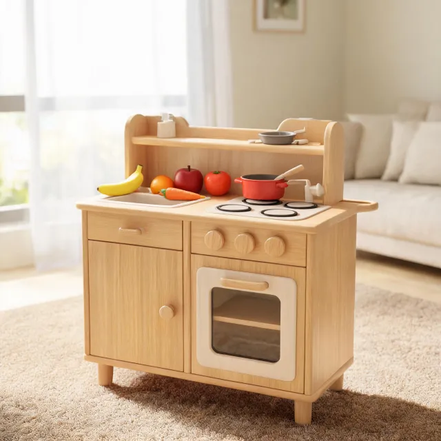 Wooden pretend play kitchen